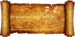 Preiszler Lázár névjegykártya